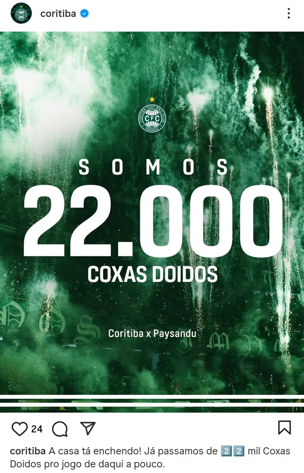 A expectativa é de casa cheia no Couto Pereira. O Coritiba anunciou que 22 mil ingressos haviam sido vendidos na véspera do jogo