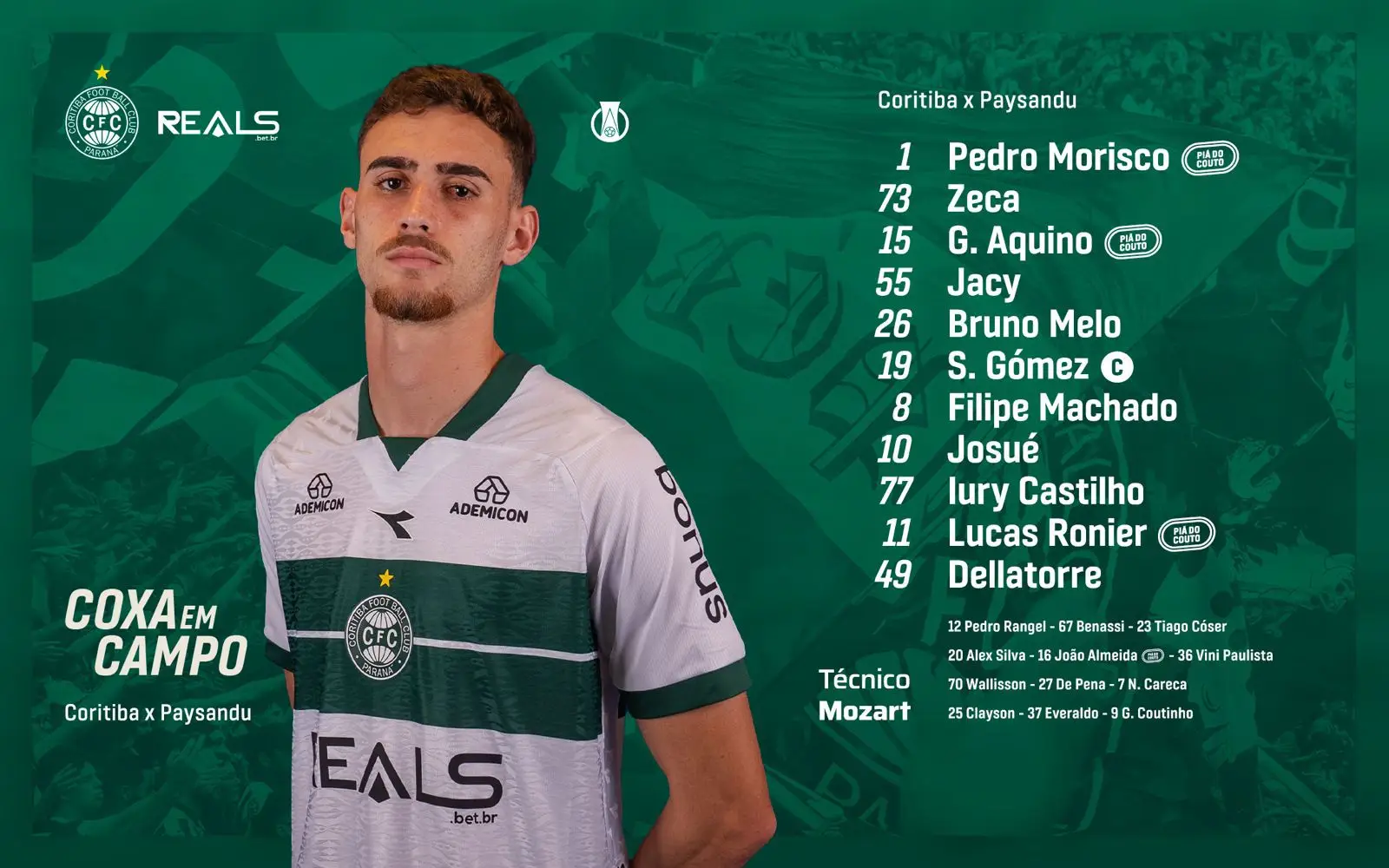 Coritiba também escalado para o jogão de daqui a pouco