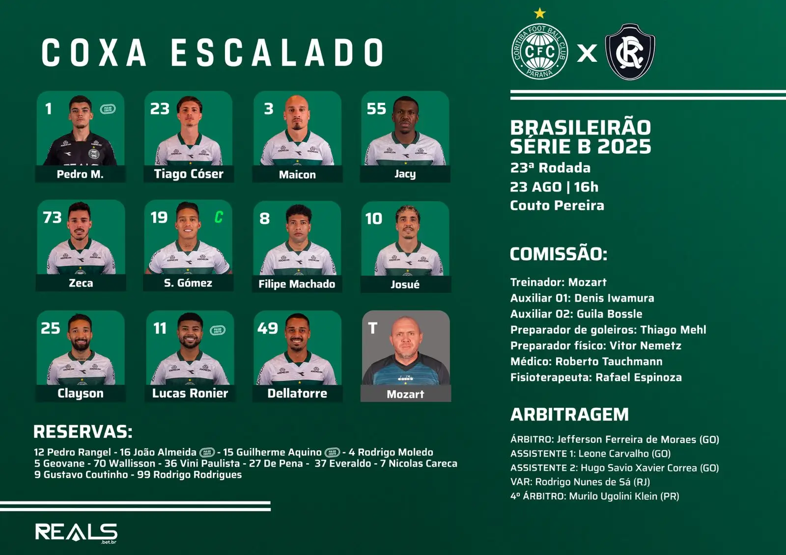 Coritiba escalado para enfrentar o Remo