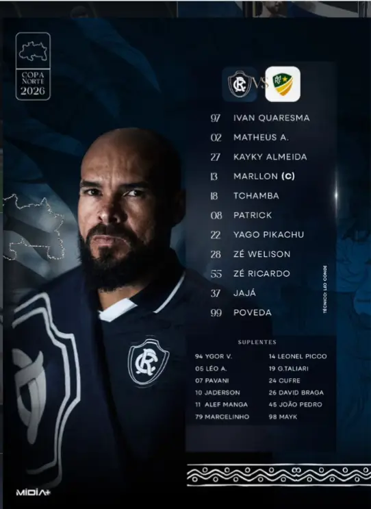 O time do Remo inicia a partida com a seguinte formação: