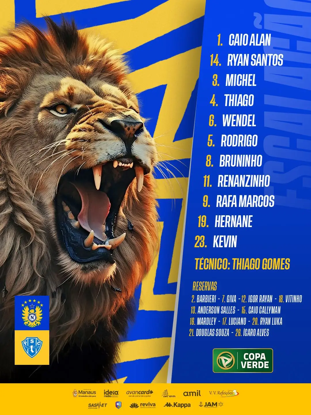 Nacional escalado para a partida