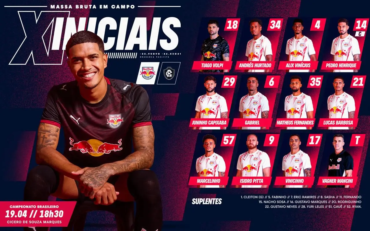 O RB Bragantino também está definido para partida: