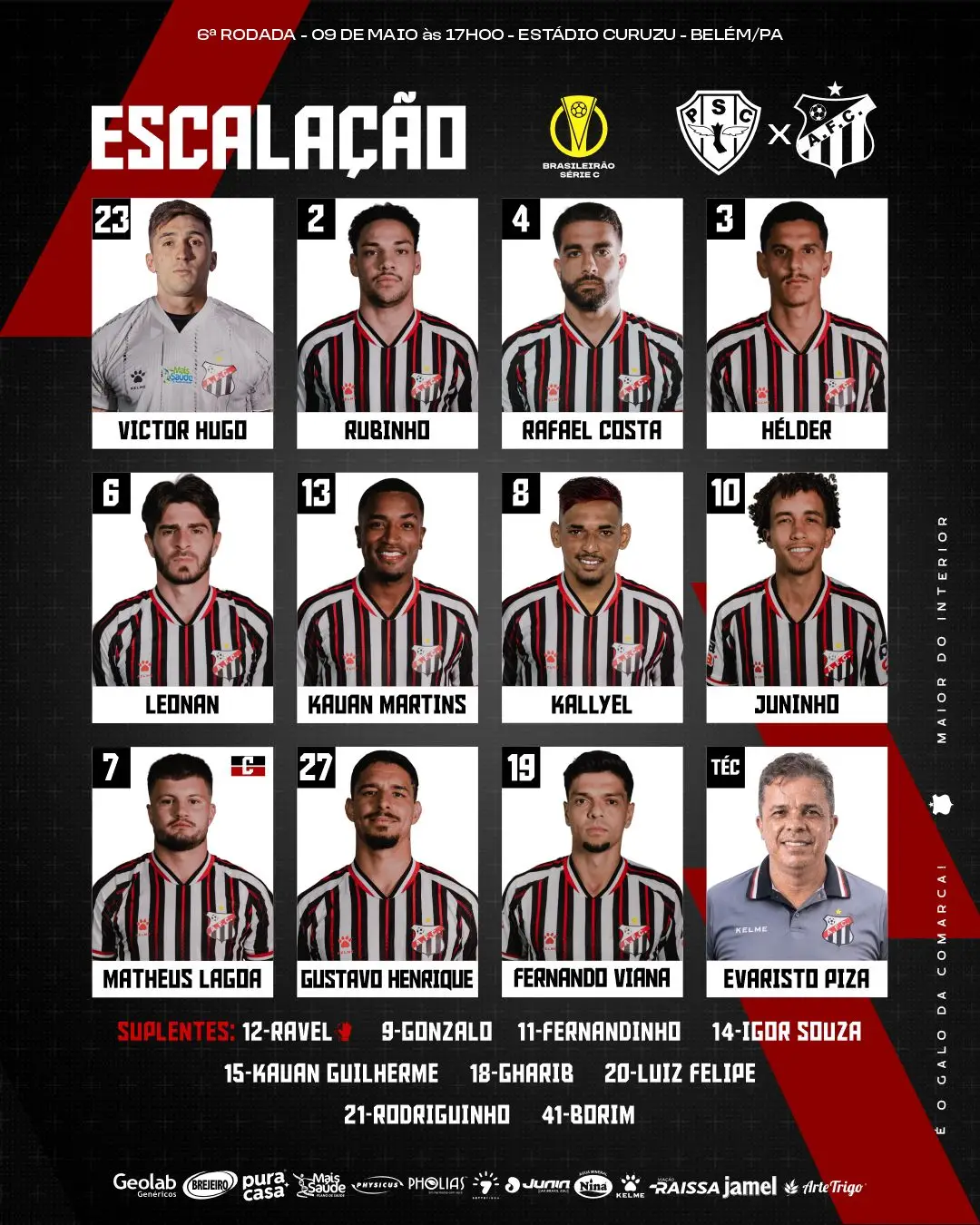 Já o Anápolis escalou o time para esta partida com: